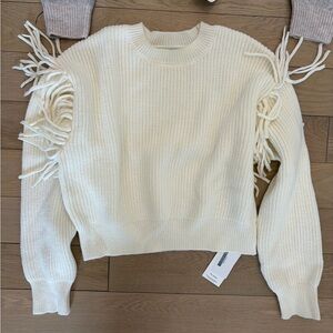 Z Supply White Fringe Sweater